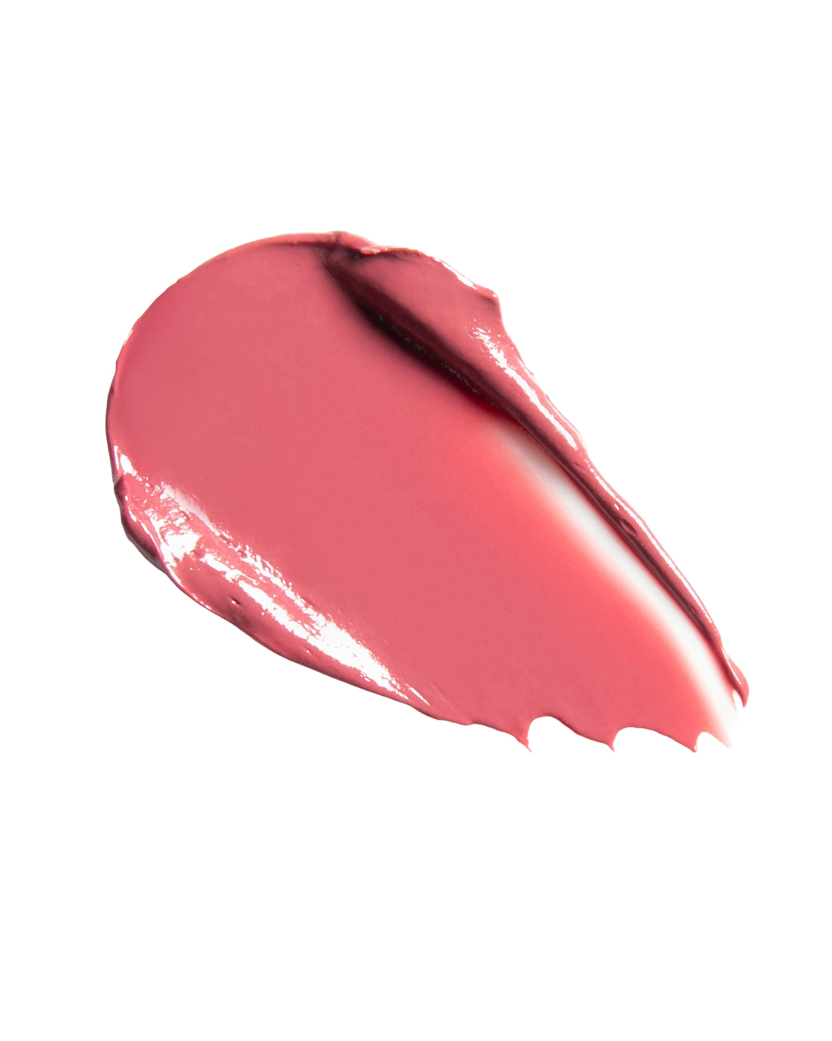 Pink makeup swatch on a white background